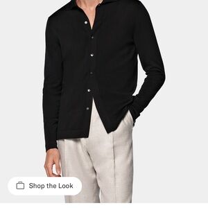 Suitsupply Black cotton silk Cardigan shirt size xl